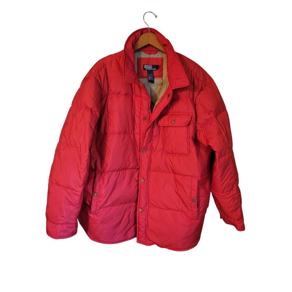 90's Vintage Ralph Lauren down quilted mens jacket red xxl 2xl